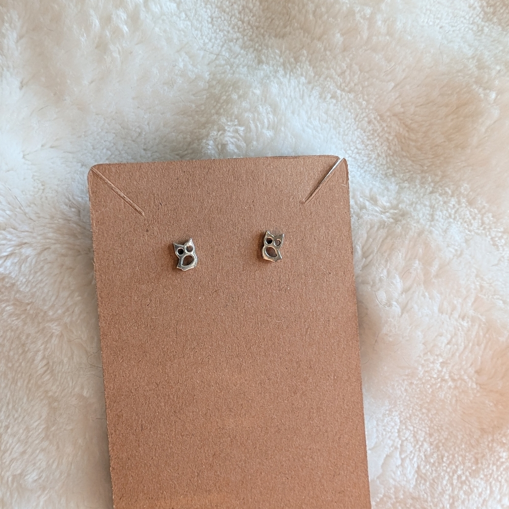 Boma 925 Sterling Silver Owl Stud Earrings Minimalist Animal Jewelry